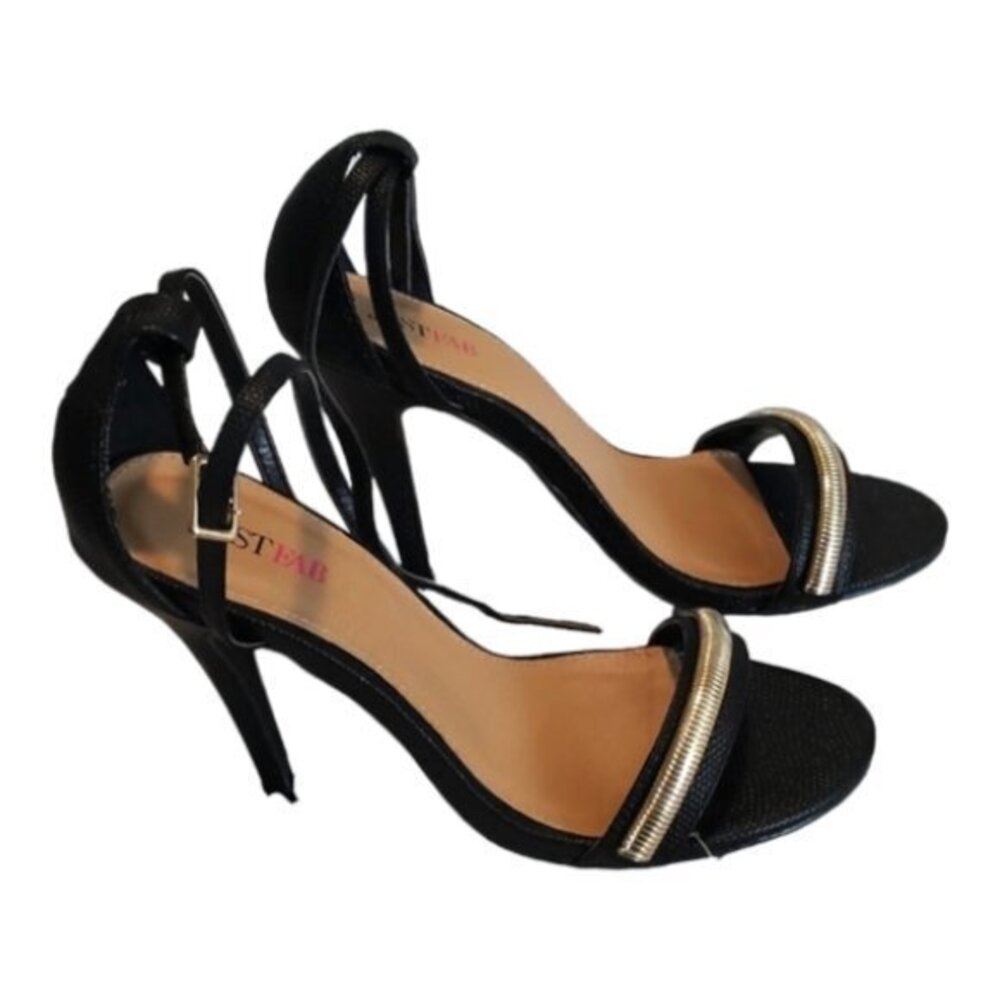 JustFab Black Stiletto Sandals Slingback Heels Size 6.5 GUC #3113
